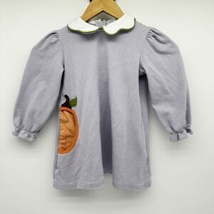 Zuccini Kids Purple White Stripe Applique Long Sleeve Shirt Dress Size 4T‎